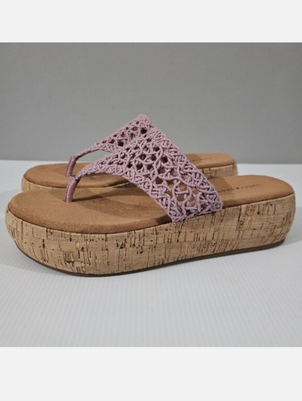 Lucky Brand Jaslene Cork Platform Sandal Womens 9.5 Purple Chunky Slip On